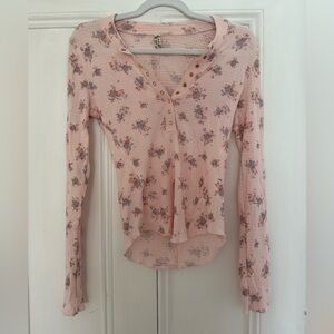 Free People Floral Print Henley